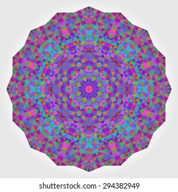 Abstract Flower. Creative Colorful Style Wheel Colorful Circle Geometric Backdrop. Red Green Orange Purple Lilac Violet Blue Violet Magenta White Color Round Background