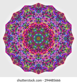 Abstract Flower. Creative Colorful Style Wheel Colorful Circle Geometric Backdrop. Red Green Orange Purple Lilac Violet Blue Violet Magenta White Color Round Background