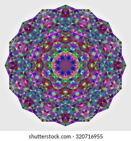 Abstract Flower. Creative Colorful Style Wheel Colorful Circle Geometric Backdrop. Red Green Orange Purple Lilac Violet Blue Violet Magenta White Color Round Background