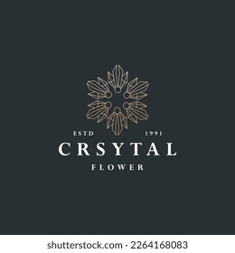 Abstract Flower crystal logo design line art .