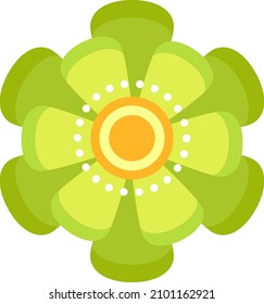 Abstract flower in decorative ornament style. Green spring symbol