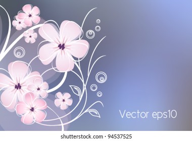 Abstract flower design against blue background