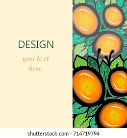 Abstract flower design card  with place for text. Hand draw floral. Vector cover with doodle flowers, leaf, gems. Imitation of sunflower. Could be used as business card or invitation. Eps 10