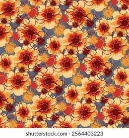 An abstract flower design featuring vibrant colors, bold shapes, and intricate details, combining organic beauty with modern artistic flair for a unique visual experience.