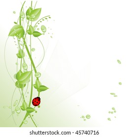 Abstract flower design with ladybug