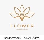 Abstract flower design. Line creative symbol. Universal icon. Lotus sign. Simple logotype template for premium business. Vector illustration.