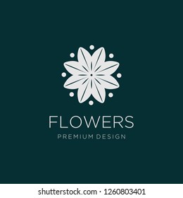 Abstract flower design. Line creative symbol. Universal icon. Lotus sign. Simple logotype template for premium business. Vector illustration. - Vector