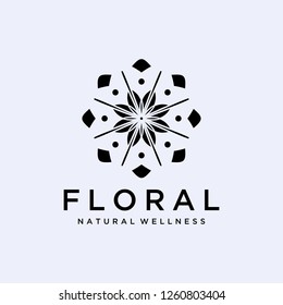 Abstract flower design. Line creative symbol. Universal icon. Lotus sign. Simple logotype template for premium business. Vector illustration. - Vector