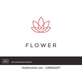 Abstract flower design. Line creative symbol. Universal icon. Lotus sign. Simple logotype template for premium business. Vector illustration.