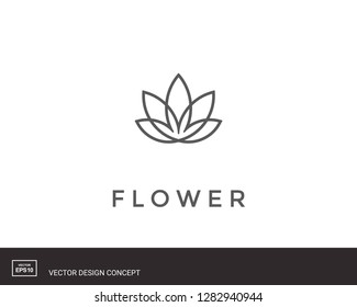 Abstract flower design. Line creative symbol. Universal icon. Lotus sign. Simple logotype template for premium business. Vector illustration.