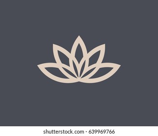 Abstract flower design. Line creative symbol. Universal icon. Lotus sign. Simple logotype template for premium business. Vector illustration.