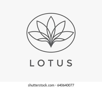 Abstract flower design. Line creative symbol. Universal icon. Lotus sign. Simple logotype template for premium business. Vector illustration.