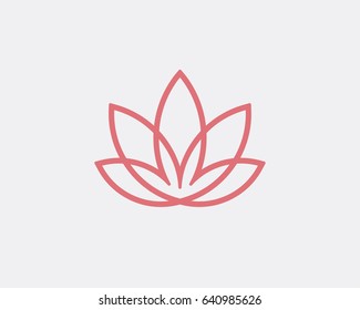 Abstract flower design. Line creative symbol. Universal icon. Lotus sign. Simple logotype template for premium business. Vector illustration.