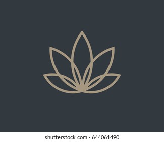 Abstract flower design. Line creative symbol. Universal icon. Lotus sign. Simple logotype template for premium business. Vector illustration.