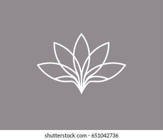 Abstract flower design. Line creative symbol. Universal icon. Lotus sign. Simple logotype template for premium business. Vector illustration.