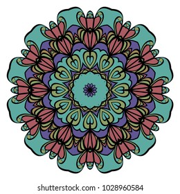 Abstract Flower design Mandala. Decorative round elements. Oriental pattern, vector illustration.Coloring book page