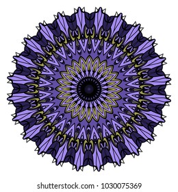 Abstract Flower design Mandala. Decorative round elements. Oriental pattern, vector illustration.Coloring book page