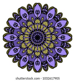 Abstract Flower design Mandala. Decorative round elements. Oriental pattern, vector illustration.Coloring book page