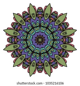 Abstract Flower design Mandala. Decorative round elements. Oriental pattern, vector illustration.Coloring book page