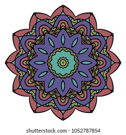 Abstract Flower design Mandala. Decorative round elements. Oriental pattern, vector illustration.Coloring book page