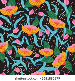Abstract flower design. Pattern with floral seamless
