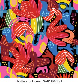 Abstract flower design. Pattern with floral seamless