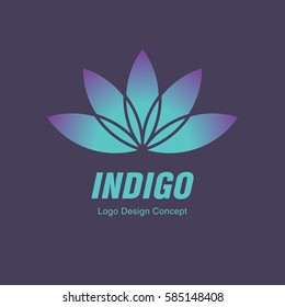 Abstract flower design. Silhouette creative symbol. Universal icon. Lotus yoga spa sign. Simple logotype template for premium business. Gradient background. Vector illustration.