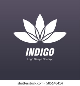 Abstract flower design. Silhouette creative symbol. Universal icon. Lotus yoga spa sign. Simple logotype template for premium business. Gradient background. Vector illustration.