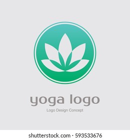 Abstract flower design. Silhouette creative symbol. Universal icon. Lotus yoga spa sign. Simple logotype template for premium business. Gradient background. Vector illustration.