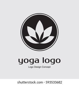 Abstract flower design. Silhouette creative symbol. Universal icon. Lotus yoga spa sign. Simple logotype template for premium business. Gradient background. Vector illustration.