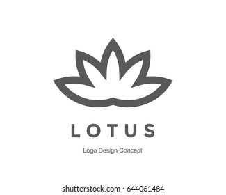 Abstract flower design. Silhouette creative symbol. Universal icon. Lotus sign. Simple logotype template for premium business. Vector illustration.