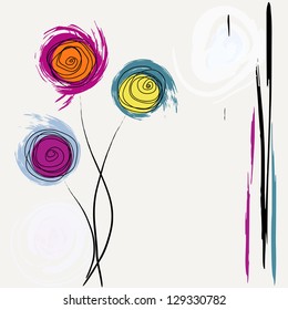 abstract flower design, with splashes and strokes, free copy space