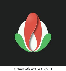 Abstract flower design symbol. Isolated, can be used as logotype.