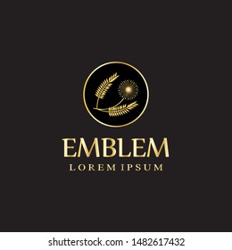 Abstract flower design. Universal icon. mimosa flower sign. (Flower from grass in indonesia called putri malu). Simple logotype template for premium business. Vector illustration.