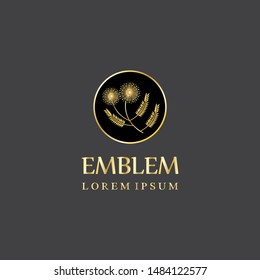 Abstract flower design. Universal icon. mimosa flower sign. (Flower from grass in indonesia called putri malu). Simple logotype template for premium business. Vector illustration.