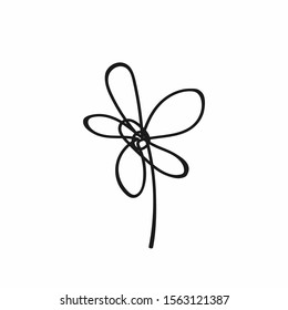 Abstract flower drawn by hand. Icon, logo, symbol. Doodle, sketch. Isolated vector illustration.