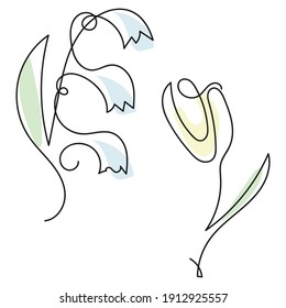Abstract flower drawn by hand in a continuous line. Concept logo Valentine's day. Minimalist style. Spring floral design element