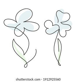 Abstract flower drawn by hand in a continuous line. Concept logo Valentine's day. Minimalist style. Spring floral design element