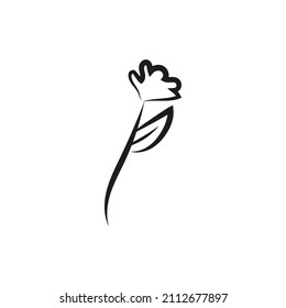 Abstract flower drawn by hand in a continuous line. Minimalist style. Spring floral design element. Floral natural design. Graphic, sketch drawing. Lily.