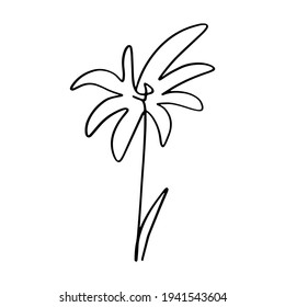 Abstrakte Blume wird mit einer Linie gezeichnet. Vektorgrafik für die Gestaltung von Einladungen, Visitenkarten, Kosmetika