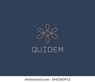 Abstract flower elegant logo. Premium beauty salon hotel logotype. Spa boutique jewelry store line symbol. Vector illustration.