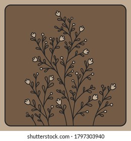 Abstract flower elements set. Botanic simple doodle graphic. Line hand drawn vector illustration for kid game page, notebook, print, coloring book, template