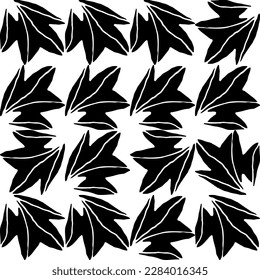 Abstract flower elements vector seamless pattern. Simple repeat in black on white background. 