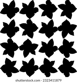 Abstract flower elements vector seamless pattern. Simple repeat in black on white background. 
