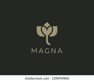 Abstract flower elephant logo icon design. Elegant lotus vector logotype. 