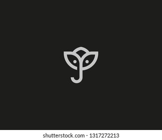 Abstract flower elephant logo icon design. Elegant lotus line vector logotype. 