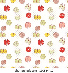 Abstract flower end butterfly seamless pattern background