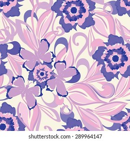 Abstract flower end butterfly seamless pattern background