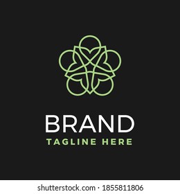 Abstract flower with five petals in elegant style logo template