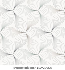 Abstract flower or flora vector pattern, repeating linear curve on petals, clean design for wallpaper, fabric, paint. Pattern is on swathes panel.
